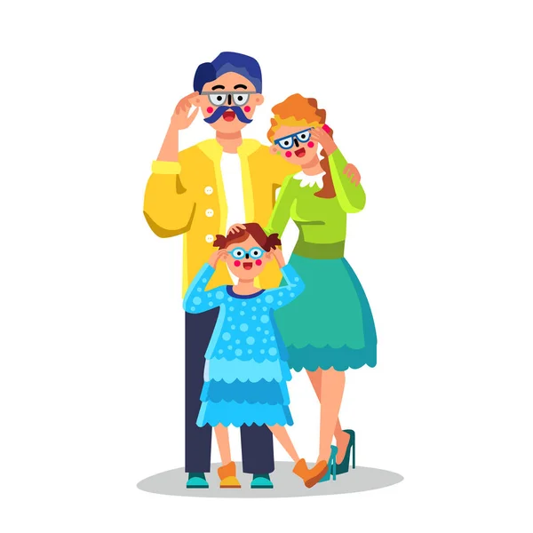 Rodzina ze złym wzroku noszenia okularów wektor — Wektor stockowy