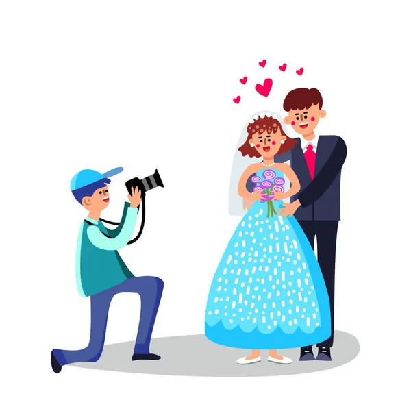 Fotograf Charakter Make Hochzeit Foto Vector Illustration — Stockvektor