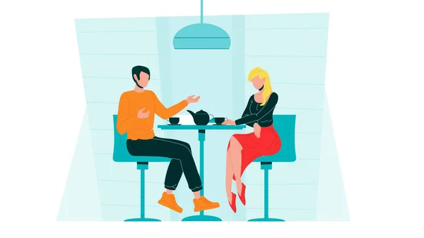 Pareja romántica Citas En Café Comunicar vector — Vector de stock