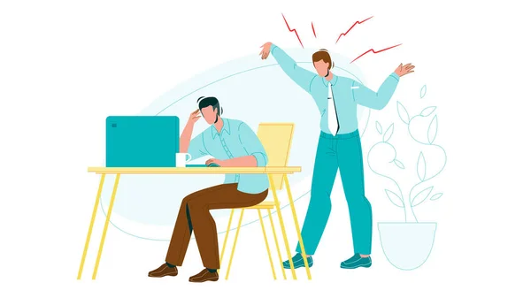 Employee Man Exhausted By Boss Screaming Vector — Stock Vector