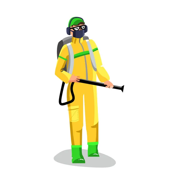 Agricultural Worker Spraying Pesticide Cartoon Vector Illustration — Stock Vector