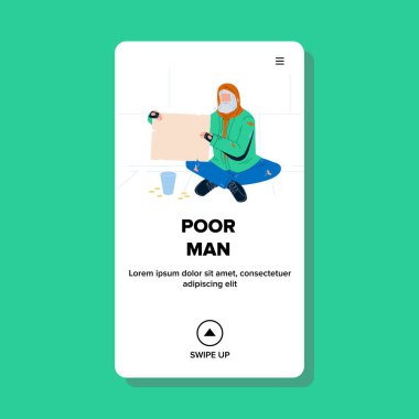 Zavallı adam, elinde boş kartonla para dileniyor.