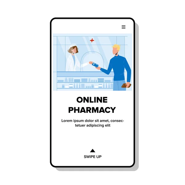 Loja online de farmácia para comprar medicamentos Vector — Vetor de Stock