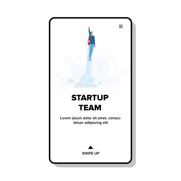 Startup Team Business Fly Man com Jet Pack Vector — Vetor de Stock
