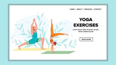 Yoga Exercises Practicing Man And Woman Vector clipart