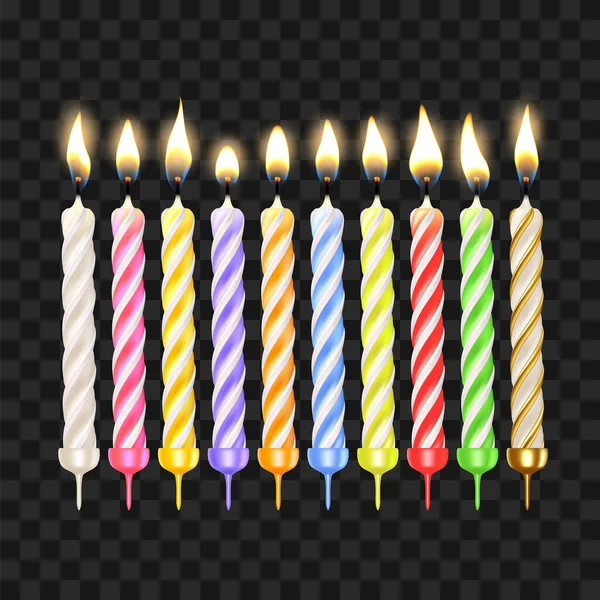 Birthday Candles In Different Color Set Vector — Stock Vector
