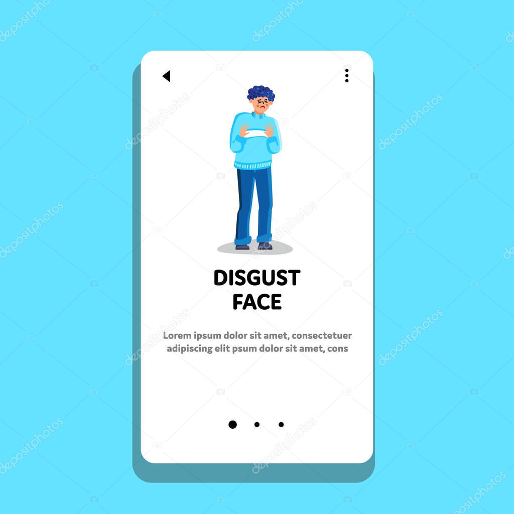 Disgust Face Man Unhappy Sadness Emotion Vector