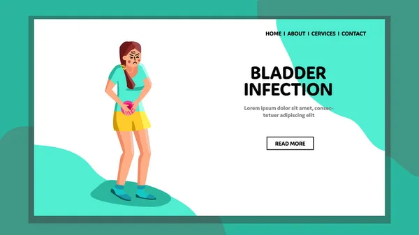 Girl Suffering Bladder Infection Disease Vector Illustration - Stok Vektor