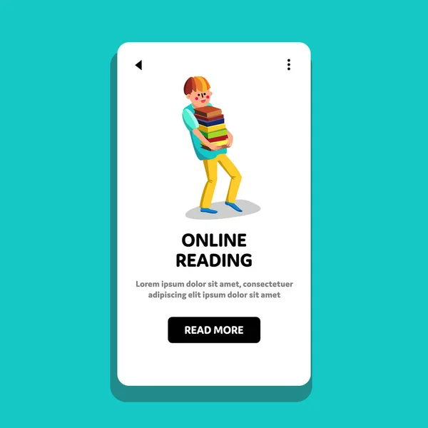 Online Czytanie E-book Biblioteka wektor edukacji — Wektor stockowy