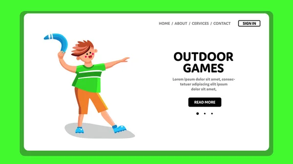 Juegos al aire libre con Boomerang Equipo Vector — Vector de stock