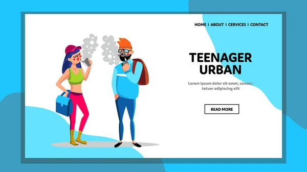 Teenager Urban Vape Elektronischer Zigarettenvektor — Stockvektor