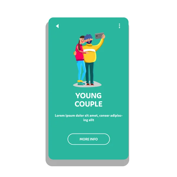 Jeune couple faire Selfie Photo sur le téléphone vecteur — Image vectorielle