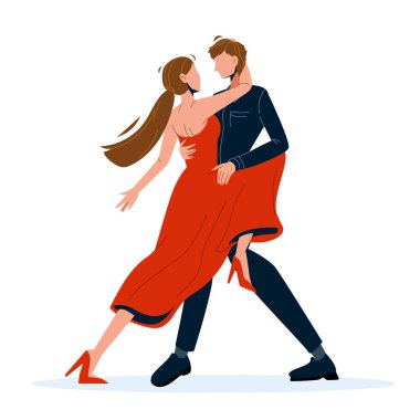 Tango Dansçı Çift Erkek ve Kadın Vektör