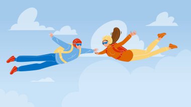 Paraşütçü Adam ve Kadın Hava Taşıyıcı Dalışı