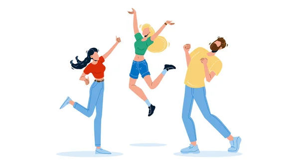 Happy People Jumping Enthusiasm Emotion Vector Illustration — Stockový vektor