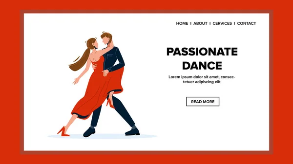 Passionate Dance Tango Performing Couple Vector Illustration — Stock Vector