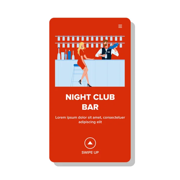 Night Club Bar Client Woman wait Cocktail Vector — 스톡 벡터