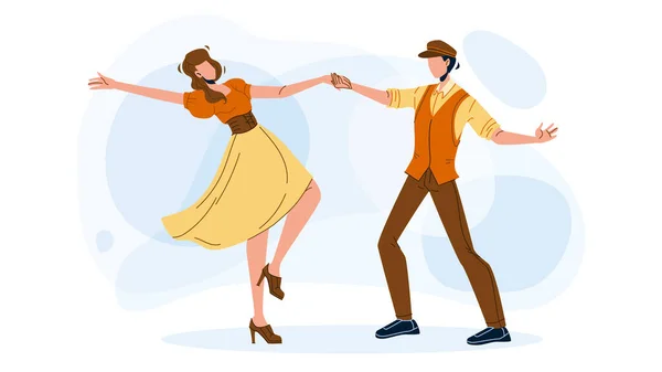 Swing Dance Party Dancing Young Couple Vector — Stock Vector