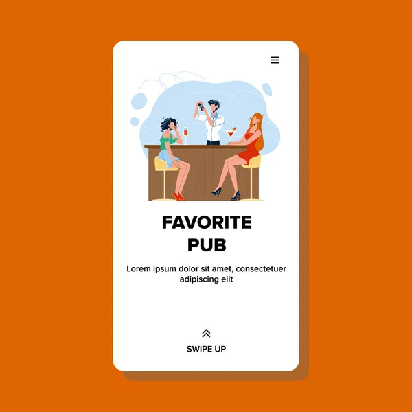 Pub favorito para beber Deliciosos cócteles Vector — Vector de stock