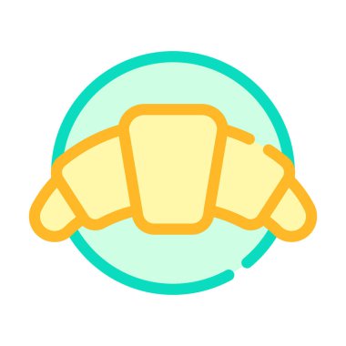 Kruvasan tatlı rengi ikon vektör izole çizimi