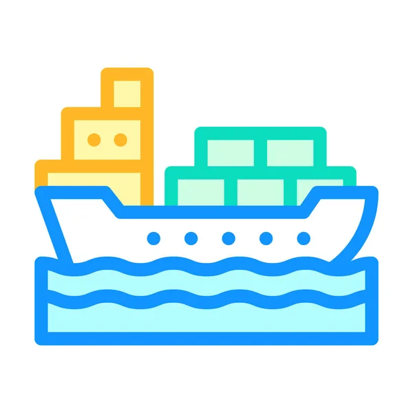 Schiff Schiffscontainer Farbe Symbol Vektor Illustration — Stockvektor