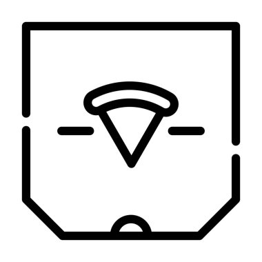 Pizza kutusu çizgisi simgesi vektörü izole edilmişName