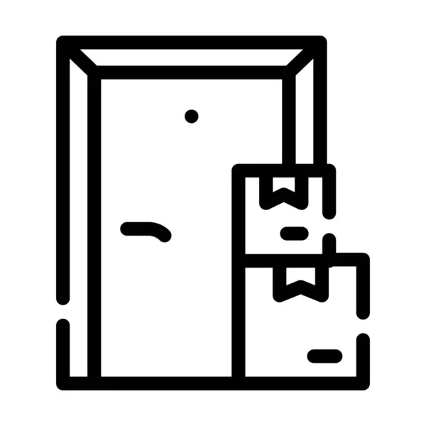 Векторная иллюстрация векторной линии доставки бесконтактных дверей — стоковый вектор