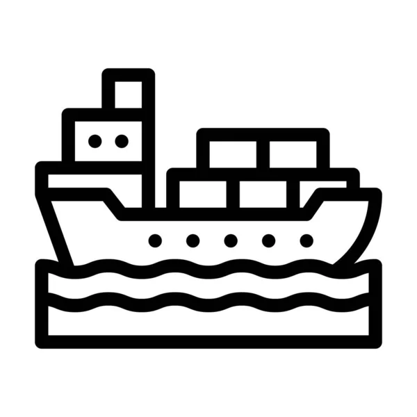 Schip scheepvaart containers lijn pictogram vector illustratie — Stockvector