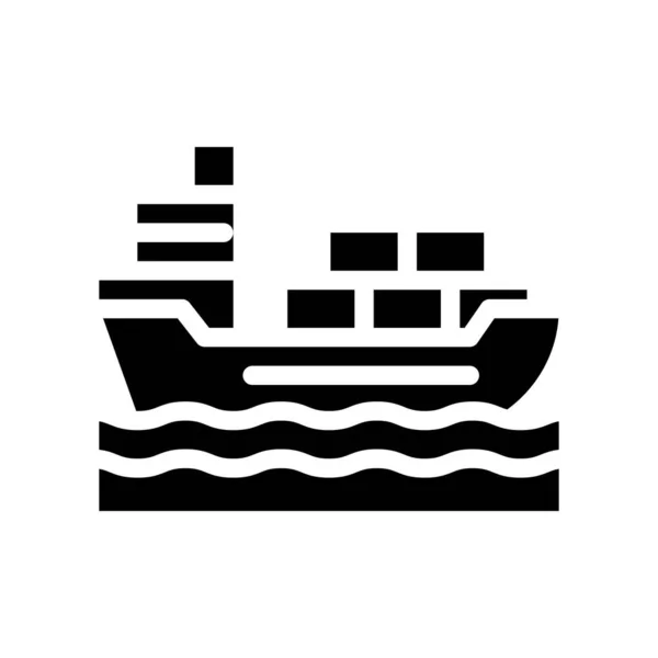 Loď přeprava kontejnery glyf ikona vektor ilustrace — Stockový vektor
