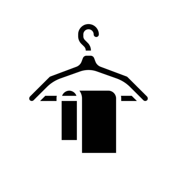 Toalla en percha icono glifo vector ilustración — Vector de stock