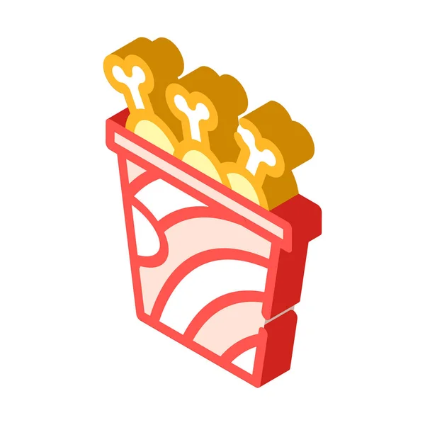 Patas de pollo frito icono isométrico ilustración vectorial — Vector de stock
