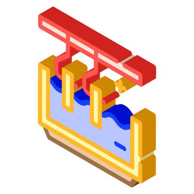 galvanik banyo izometrik ikon vektörü izole çizimi