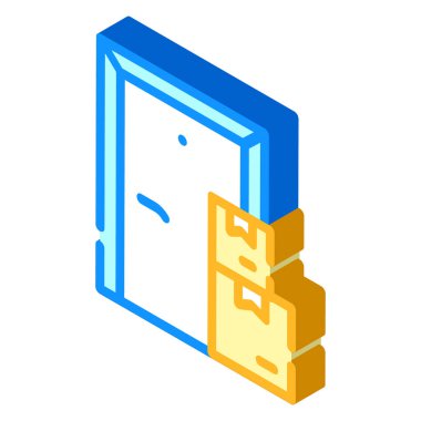 irtibatsız kapı teslimatı izometrik ikon vektör çizimi