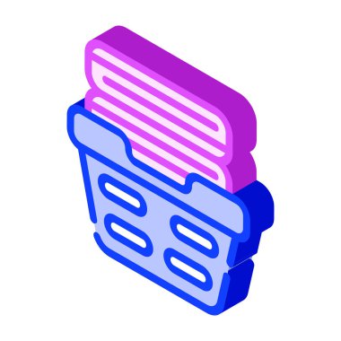 Sepet izometrik ikon vektör illüstrasyonunda yıkanmış temiz kıyafetler