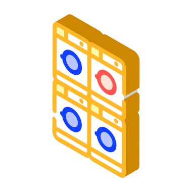 Çamaşır servisi makineleri izometrik ikon vektör illüstrasyonu