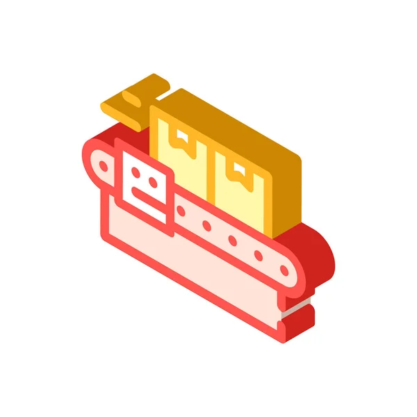 Warehouse conveyor isometric icon vector isolated illustration — Stock Vector