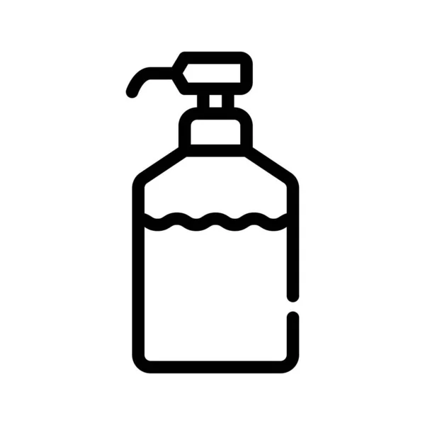 Desinfecterende fles met pomp lijn pictogram vector illustratie — Stockvector