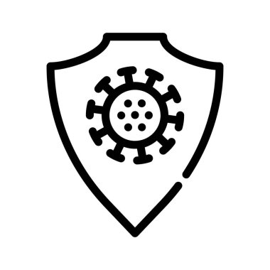 Anti-virüs koruma kalkanı çizgisi ikon vektör çizimi