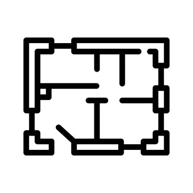 ev planı çizgisi simgesi vektörü izole çizimi