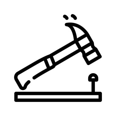 Çekiç çizgisi simgesi vektörü izole edilmiş illüstrasyon