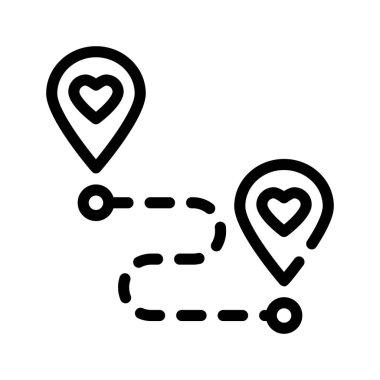 Aşk çizgisi ikon vektör illüstrasyonunun yönü