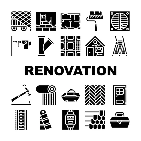 Renovation Home Repair Collection Icons Set Vector — Stock Vector