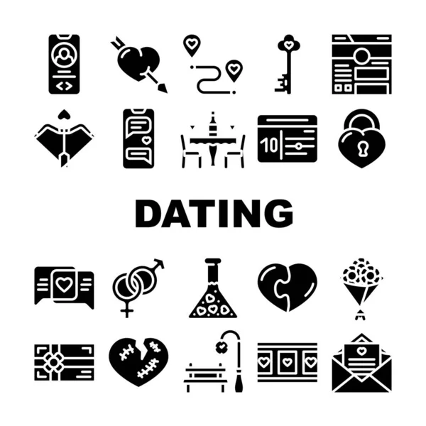 Dating liefde romantisch collectie iconen set vector — Stockvector