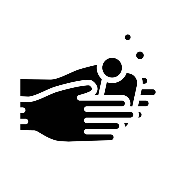 Lavar a mão com sabão glifo ícone vetor ilustração — Vetor de Stock