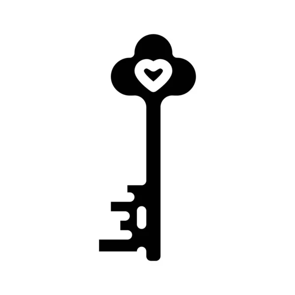 Key for heart glyph icon vector illustration — Stock Vector