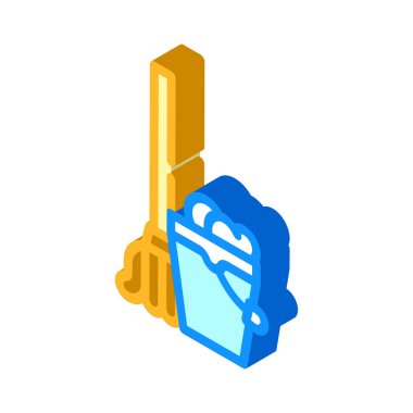 kova izometrik ikon vektör illüstrasyonlu paspas