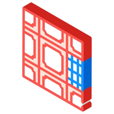 zemin döşeme karoları izometrik ikon vektör çizimi