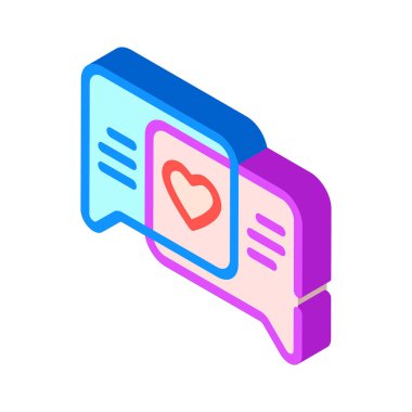 sevgi yazışmaları izometrik ikon vektör çizimi izole