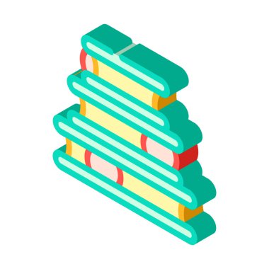 Kedi izometrik ikon vektör çizimi için yatak