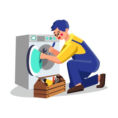 Çamaşır Makinesi Servisi Tesisatçı Onarım Vektörü